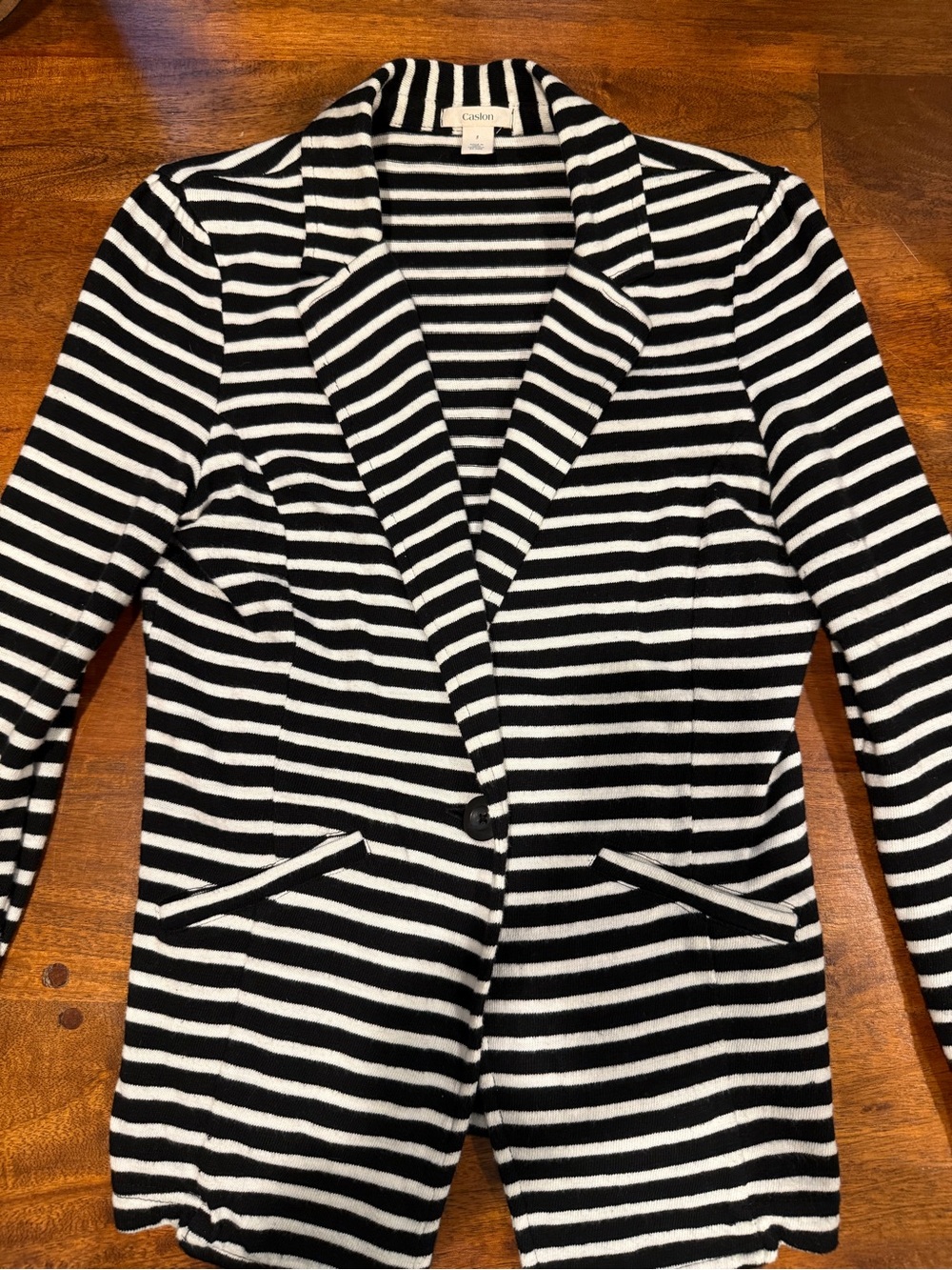 Caslon Black & White Striped Knit Blazer